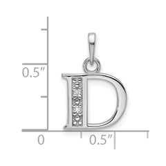 14K White Gold Diamond Letter D Initial Pendant - 2