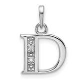 14K White Gold Diamond Letter D Initial Pendant - 2
