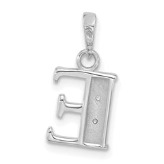 14K White Gold Diamond Letter E Initial Pendant - 2