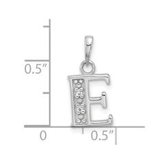 14K White Gold Diamond Letter E Initial Pendant - 2
