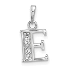 14K White Gold Diamond Letter E Initial Pendant - 2