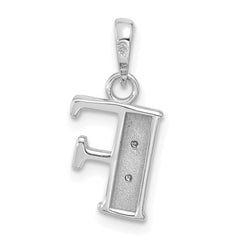 14K White Gold Diamond Letter F Initial Pendant - 4