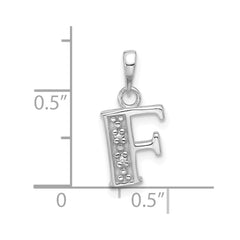 14K White Gold Diamond Letter F Initial Pendant - 4