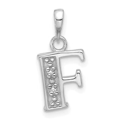 14K White Gold Diamond Letter F Initial Pendant - 4