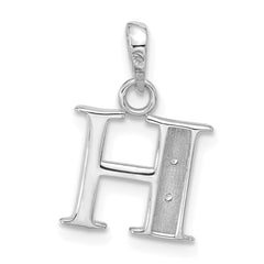 14K White Gold Diamond Letter H Initial Pendant - 3