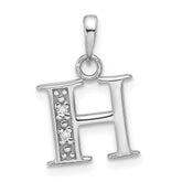14K White Gold Diamond Letter H Initial Pendant - 3