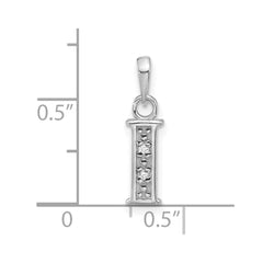 14K White Gold Diamond Letter I Initial Pendant - 2