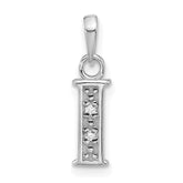 14K White Gold Diamond Letter I Initial Pendant - 2