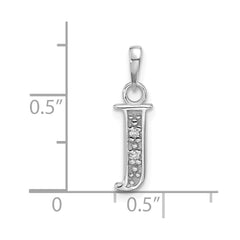 14K White Gold Diamond Letter J Initial Pendant - 3