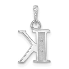 14K White Gold Diamond Letter K Initial Pendant