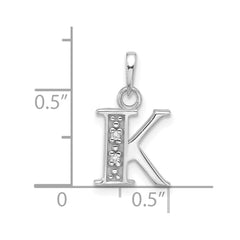 14K White Gold Diamond Letter K Initial Pendant