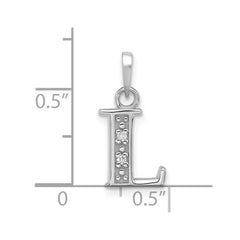14K White Gold Diamond Letter L Initial Pendant - 3