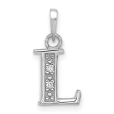 14K White Gold Diamond Letter L Initial Pendant - 3