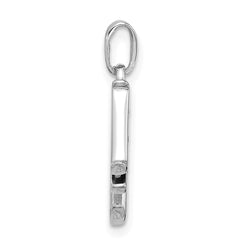 14K White Gold Diamond Letter M Initial Pendant - 3