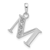 14K White Gold Diamond Letter M Initial Pendant - 3