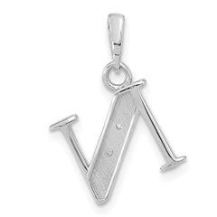 14K White Gold Diamond Letter N Initial Pendant - 4