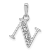 14K White Gold Diamond Letter N Initial Pendant - 4