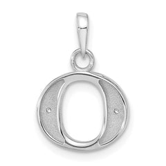 14K White Gold Diamond Letter O Initial Pendant - 5
