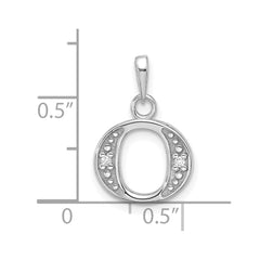 14K White Gold Diamond Letter O Initial Pendant - 5