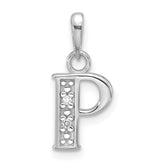 14K White Gold Diamond Letter P Initial Pendant - 3