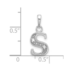 14K White Gold Diamond Letter S Initial Pendant - 4