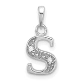 14K White Gold Diamond Letter S Initial Pendant - 4