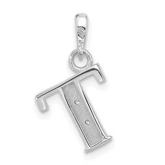 14K White Gold Diamond Letter T Initial Pendant - 2