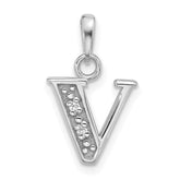 14K White Gold Diamond Letter V Initial Pendant - 3