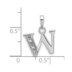 14K White Gold Diamond Letter W Initial Pendant - 3