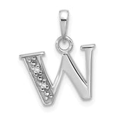 14K White Gold Diamond Letter W Initial Pendant - 3