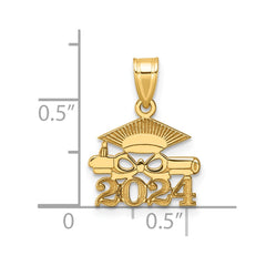 14K Graduation Cap and Diploma 2024 Charm - 2