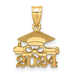 14K Graduation Cap and Diploma 2024 Charm - 2