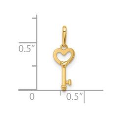 14k Polished Heart Key Pendant