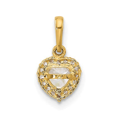 14K CZ Heart Pendant
