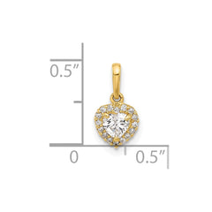 14K CZ Heart Pendant