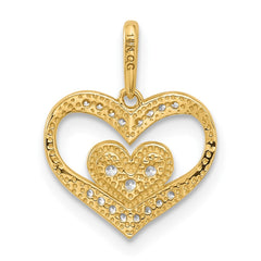 14k Polished CZ Heart Pendant - 2