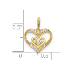 14k Polished CZ Heart Pendant - 2