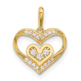 14k Polished CZ Heart Pendant - 2