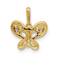 14k Polished CZ Butterfly Pendant