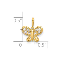 14k Polished CZ Butterfly Pendant