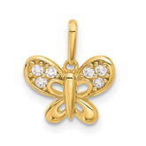 14k Polished CZ Butterfly Pendant