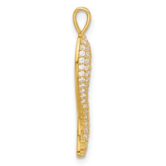 14k Polished CZ Large Italian Horn Pendant
