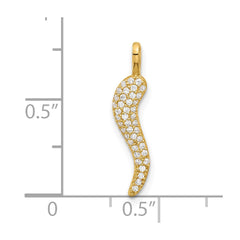 14k Polished CZ Small Italian Horn Pendant