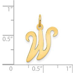 14KY Script Letter W Initial Charm - 2
