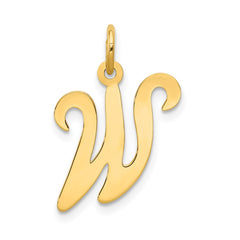 14KY Script Letter W Initial Charm - 2