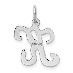 14KW White Gold Script Letter K Initial Charm