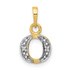 14KY with Rhodium Diamond Letter O Initial Pendant