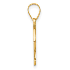 14KY Script Letter D Initial Pendant with Diamond