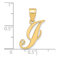 14KY Script Letter I Initial Pendant with Diamond