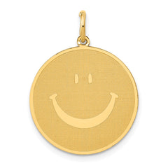 14k Solid Polished Smiley Face Pendant